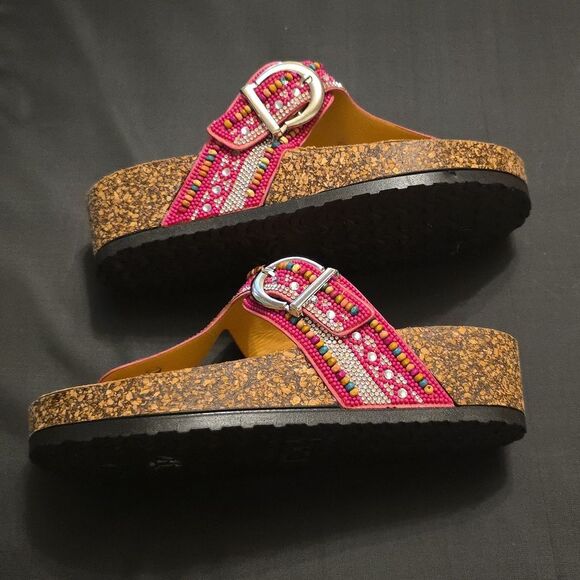 BRAND NEW ATALINA JEWEL EMBELLISHED FOOTBED THONG WOMENS SANDAL - Picture 13 of 16